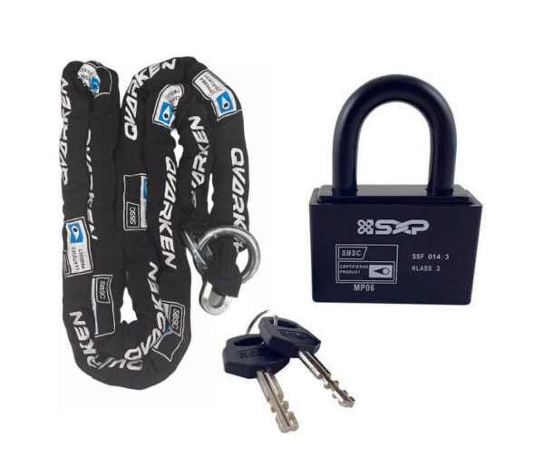 Łańcuch + Kłódka klasa 3 Zabezpieczenie Skuter Wodny Łódź Przyczepa